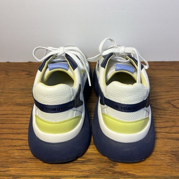 Maje W20 Urban Leather Sneakers Women 10.5 EU 41 Blue Yellow Trainer No Insoles - Picture 5 of 9